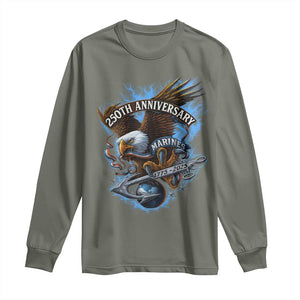 Us Marines Military 250th Anniversary Long Sleeve Shirt Bald Eagle Anchor TS11 Military Green Print Your Wear