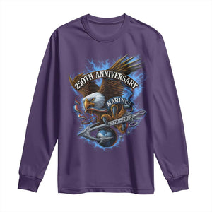Us Marines Military 250th Anniversary Long Sleeve Shirt Bald Eagle Anchor TS11 Purple Print Your Wear