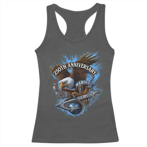 Us Marines Military 250th Anniversary Racerback Tank Top Bald Eagle Anchor TS11 Dark Heather Print Your Wear