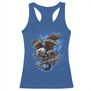 Us Marines Military 250th Anniversary Racerback Tank Top Bald Eagle Anchor TS11 Royal Blue Print Your Wear