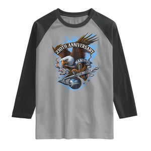 Us Marines Military 250th Anniversary Raglan Shirt Bald Eagle Anchor TS11 Sport Gray Black Print Your Wear