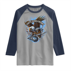 Us Marines Military 250th Anniversary Raglan Shirt Bald Eagle Anchor TS11 Sport Gray Navy Print Your Wear