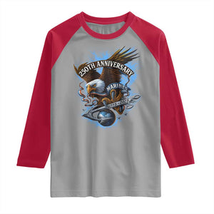 Us Marines Military 250th Anniversary Raglan Shirt Bald Eagle Anchor TS11 Sport Gray Red Print Your Wear