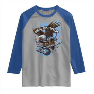 Us Marines Military 250th Anniversary Raglan Shirt Bald Eagle Anchor TS11 Sport Gray Royal Print Your Wear