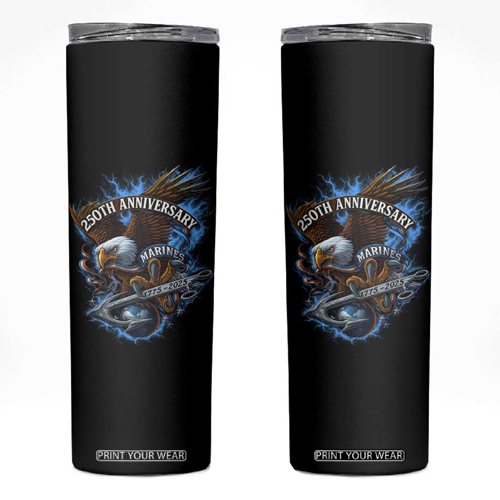 Us Marines Military 250th Anniversary Skinny Tumbler Bald Eagle Anchor TS11 Black Print Your Wear