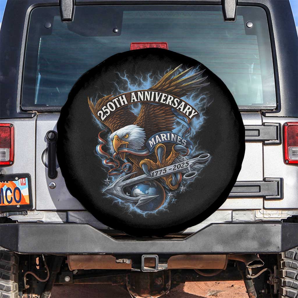 Us Marines Military 250th Anniversary Spare Tire Cover Bald Eagle Anchor TS11 No hole Black Print Your Wear