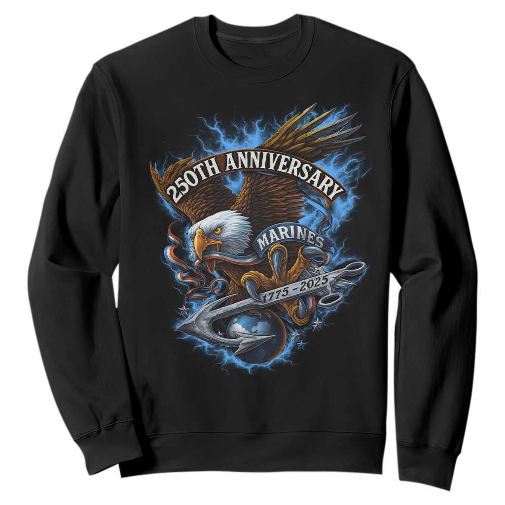 Us Marines Military 250th Anniversary Sweatshirt Bald Eagle Anchor TS11 Black Print Your Wear