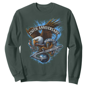 Us Marines Military 250th Anniversary Sweatshirt Bald Eagle Anchor TS11 Dark Forest Green Print Your Wear