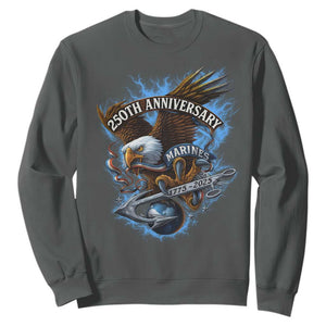 Us Marines Military 250th Anniversary Sweatshirt Bald Eagle Anchor TS11 Dark Heather Print Your Wear