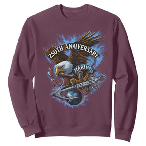 Us Marines Military 250th Anniversary Sweatshirt Bald Eagle Anchor TS11 Maroon Print Your Wear