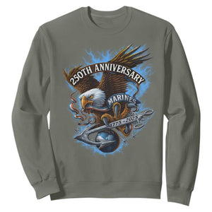 Us Marines Military 250th Anniversary Sweatshirt Bald Eagle Anchor TS11 Military Green Print Your Wear