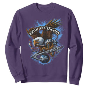 Us Marines Military 250th Anniversary Sweatshirt Bald Eagle Anchor TS11 Purple Print Your Wear