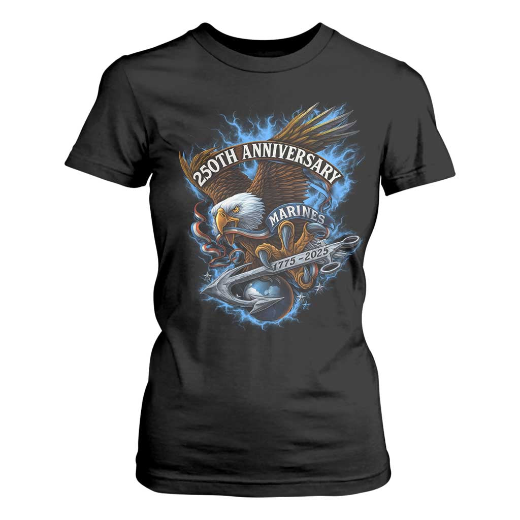 Us Marines Military 250th Anniversary T Shirt For Women Bald Eagle Anchor TS11 Black Print Your Wear