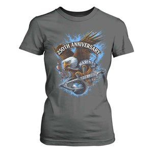 Us Marines Military 250th Anniversary T Shirt For Women Bald Eagle Anchor TS11 Dark Heather Print Your Wear