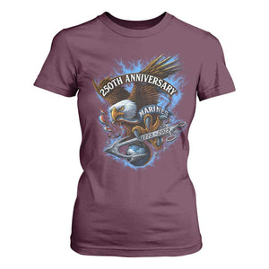 Us Marines Military 250th Anniversary T Shirt For Women Bald Eagle Anchor TS11 Maroon Print Your Wear