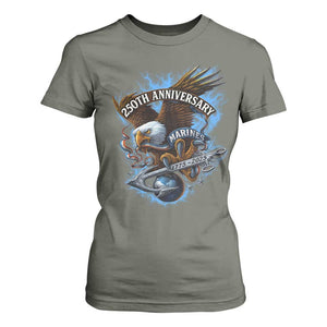 Us Marines Military 250th Anniversary T Shirt For Women Bald Eagle Anchor TS11 Military Green Print Your Wear