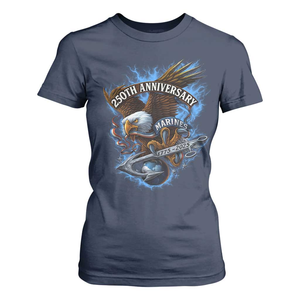 Us Marines Military 250th Anniversary T Shirt For Women Bald Eagle Anchor TS11 Navy Print Your Wear