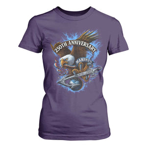 Us Marines Military 250th Anniversary T Shirt For Women Bald Eagle Anchor TS11 Purple Print Your Wear
