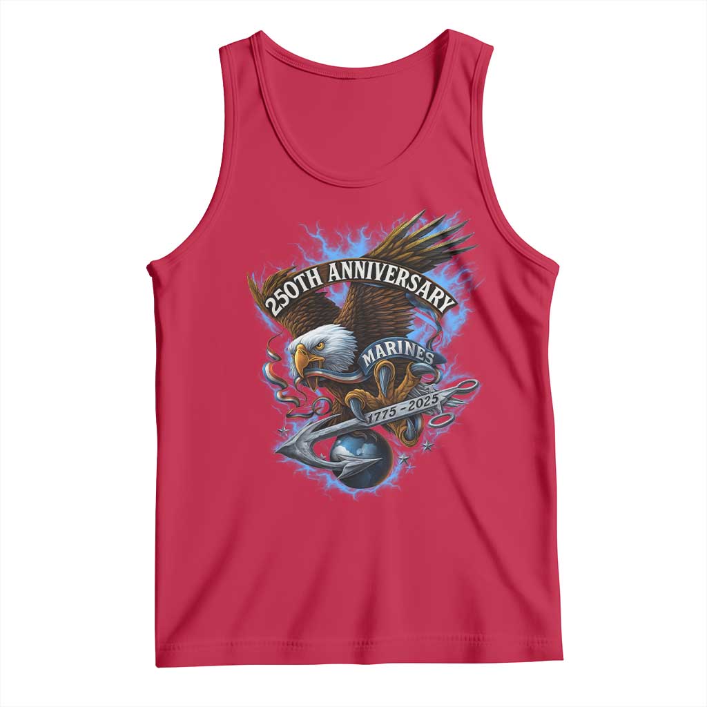 Us Marines Military 250th Anniversary Tank Top Bald Eagle Anchor TS11 Red Print Your Wear