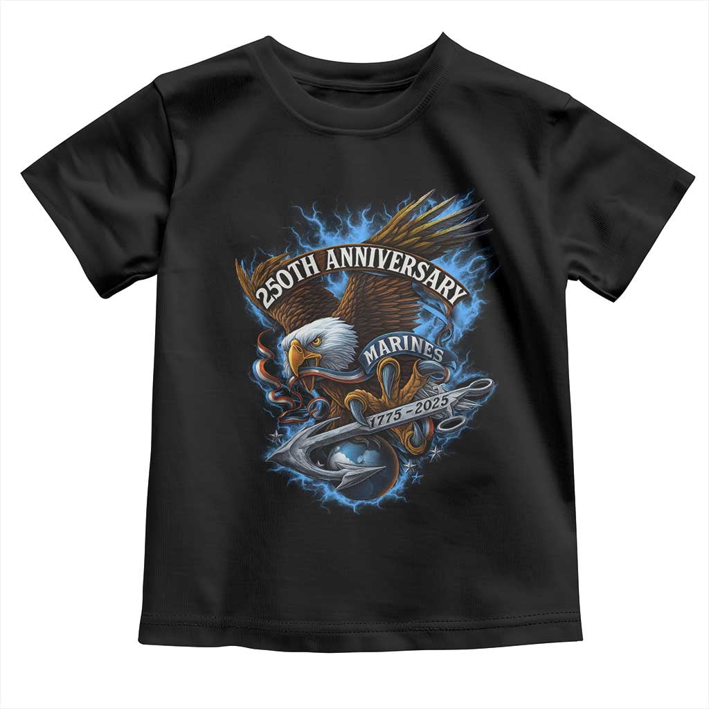 Us Marines Military 250th Anniversary Toddler T Shirt Bald Eagle Anchor TS11 Black Print Your Wear