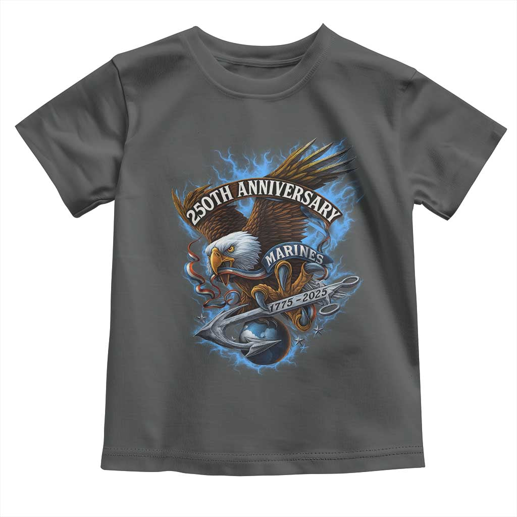 Us Marines Military 250th Anniversary Toddler T Shirt Bald Eagle Anchor TS11 Dark Heather Print Your Wear