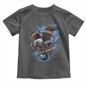 Us Marines Military 250th Anniversary Toddler T Shirt Bald Eagle Anchor TS11 Dark Heather Print Your Wear