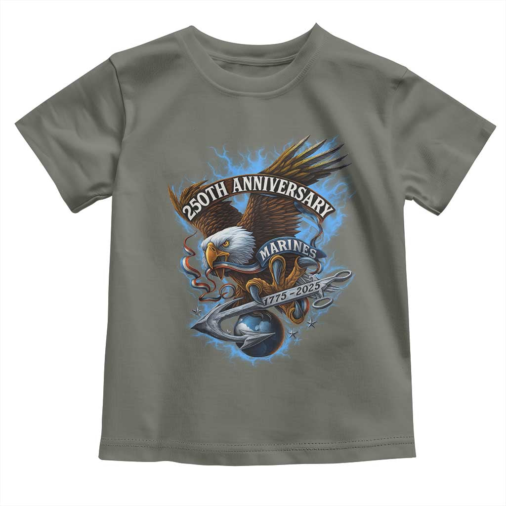 Us Marines Military 250th Anniversary Toddler T Shirt Bald Eagle Anchor TS11 Military Green Print Your Wear