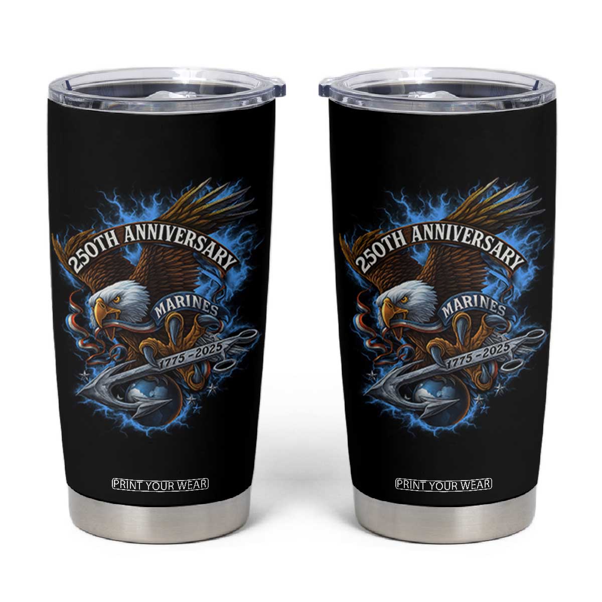 Us Marines Military 250th Anniversary Tumbler Cup Bald Eagle Anchor TS11 Black Print Your Wear