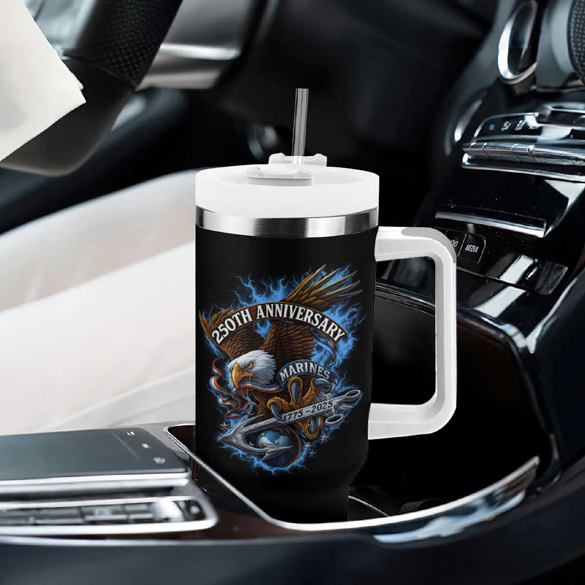 Us Marines Military 250th Anniversary Tumbler With Handle Bald Eagle Anchor TS11 Print Your Wear