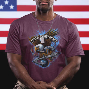 Us Marines Military 250th Anniversary T Shirt Bald Eagle Anchor TS11 Maroon Print Your Wear