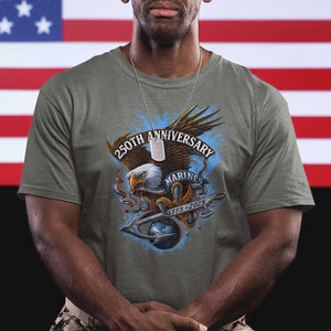 Us Marines Military 250th Anniversary T Shirt Bald Eagle Anchor TS11 Military Green Print Your Wear