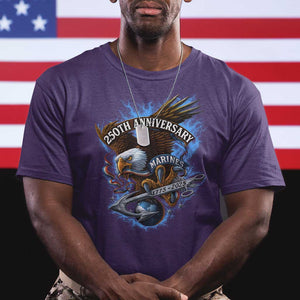 Us Marines Military 250th Anniversary T Shirt Bald Eagle Anchor TS11 Purple Print Your Wear