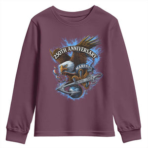 Us Marines Military 250th Anniversary Youth Sweatshirt Bald Eagle Anchor TS11 Maroon Print Your Wear