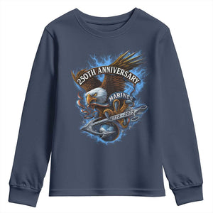 Us Marines Military 250th Anniversary Youth Sweatshirt Bald Eagle Anchor TS11 Navy Print Your Wear