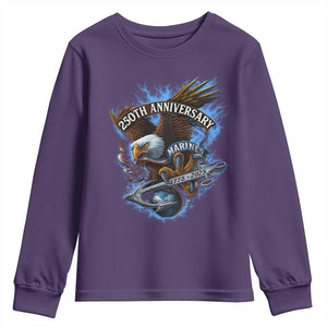 Us Marines Military 250th Anniversary Youth Sweatshirt Bald Eagle Anchor TS11 Purple Print Your Wear