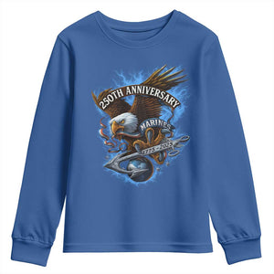 Us Marines Military 250th Anniversary Youth Sweatshirt Bald Eagle Anchor TS11 Royal Blue Print Your Wear