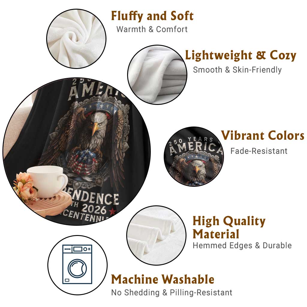 250 years Of America Independence Throw Blanket 250th American Anniversary Bald Eagle TS11 Print Your Wear