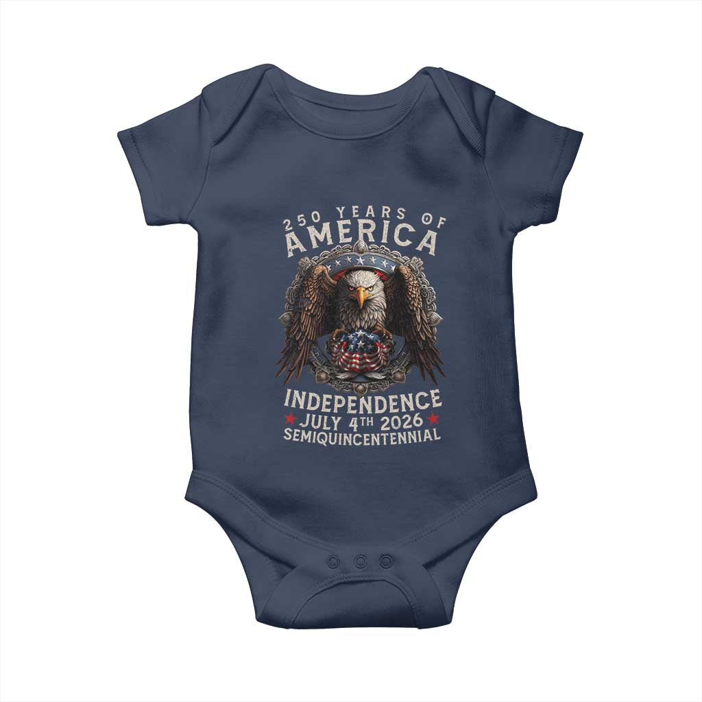 250 years Of America Independence Baby Onesie 250th American Anniversary Bald Eagle TS11 Navy Print Your Wear