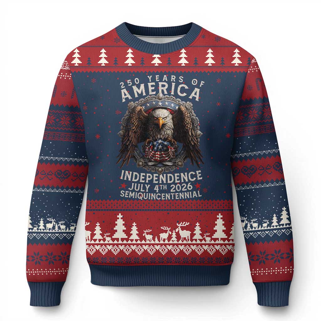 250 years Of America Independence Ugly Christmas Sweater 250th American Anniversary Bald Eagle TS11 Navy Red Print Your Wear