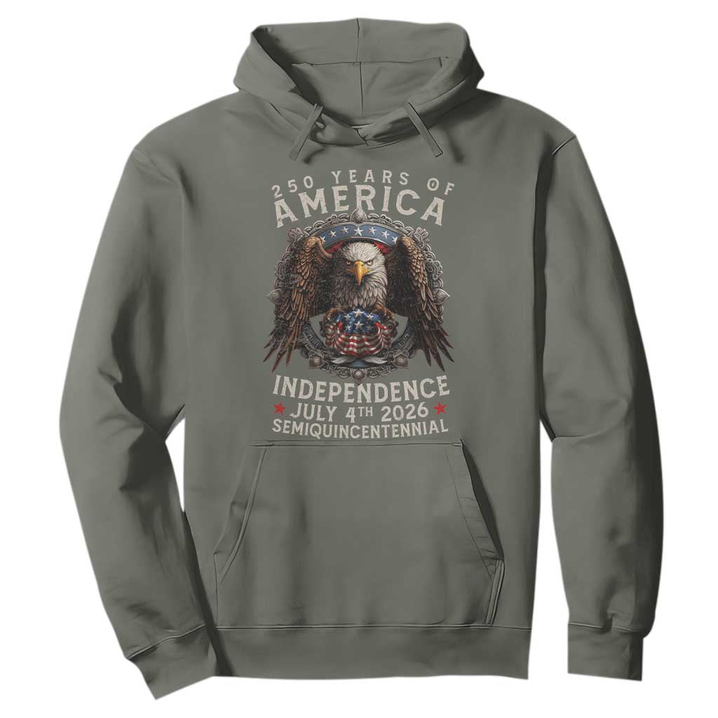 250 years Of America Independence Hoodie 250th American Anniversary Bald Eagle TS11 Military Green Print Your Wear