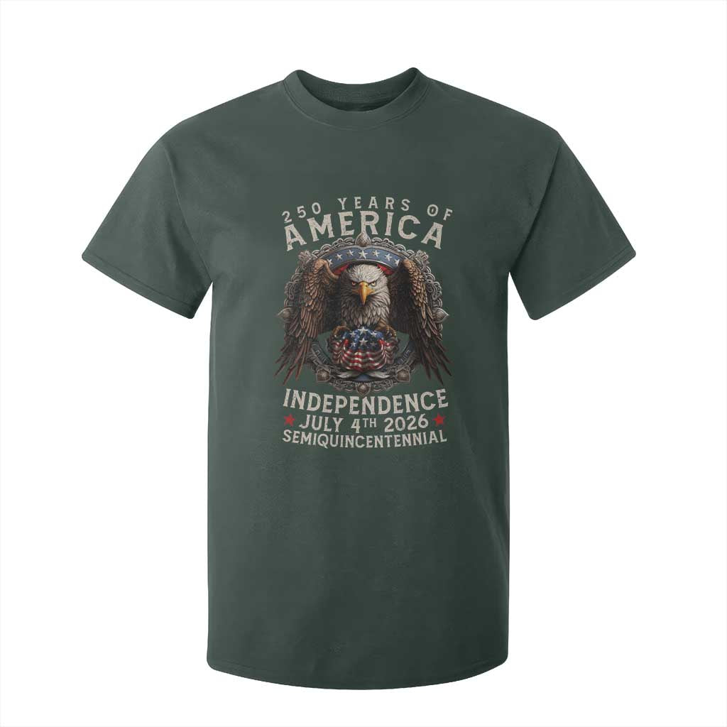 250 years Of America Independence T Shirt For Kid 250th American Anniversary Bald Eagle TS11 Dark Forest Green Print Your Wear