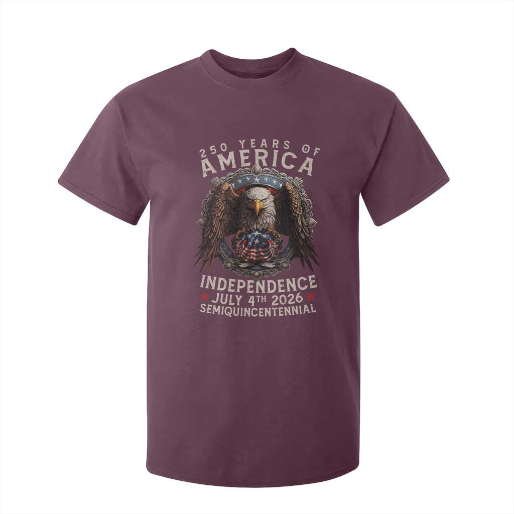 250 years Of America Independence T Shirt For Kid 250th American Anniversary Bald Eagle TS11 Maroon Print Your Wear