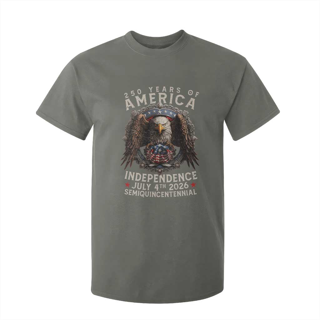 250 years Of America Independence T Shirt For Kid 250th American Anniversary Bald Eagle TS11 Military Green Print Your Wear