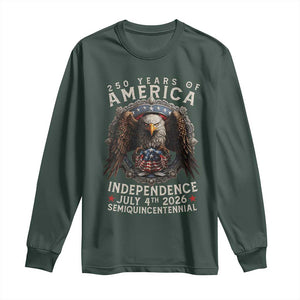 250 years Of America Independence Long Sleeve Shirt 250th American Anniversary Bald Eagle TS11 Dark Forest Green Print Your Wear