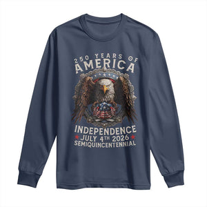 250 years Of America Independence Long Sleeve Shirt 250th American Anniversary Bald Eagle TS11 Navy Print Your Wear
