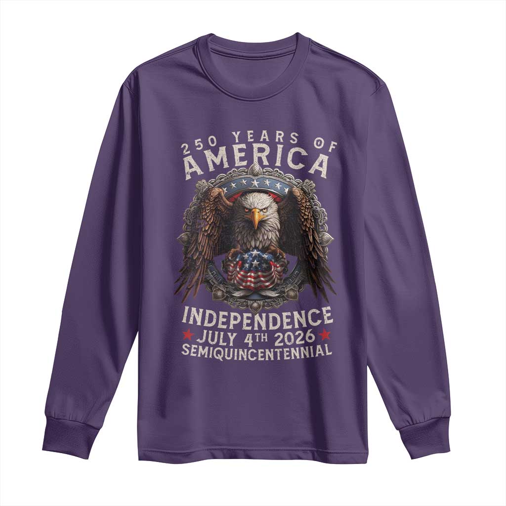 250 years Of America Independence Long Sleeve Shirt 250th American Anniversary Bald Eagle TS11 Purple Print Your Wear