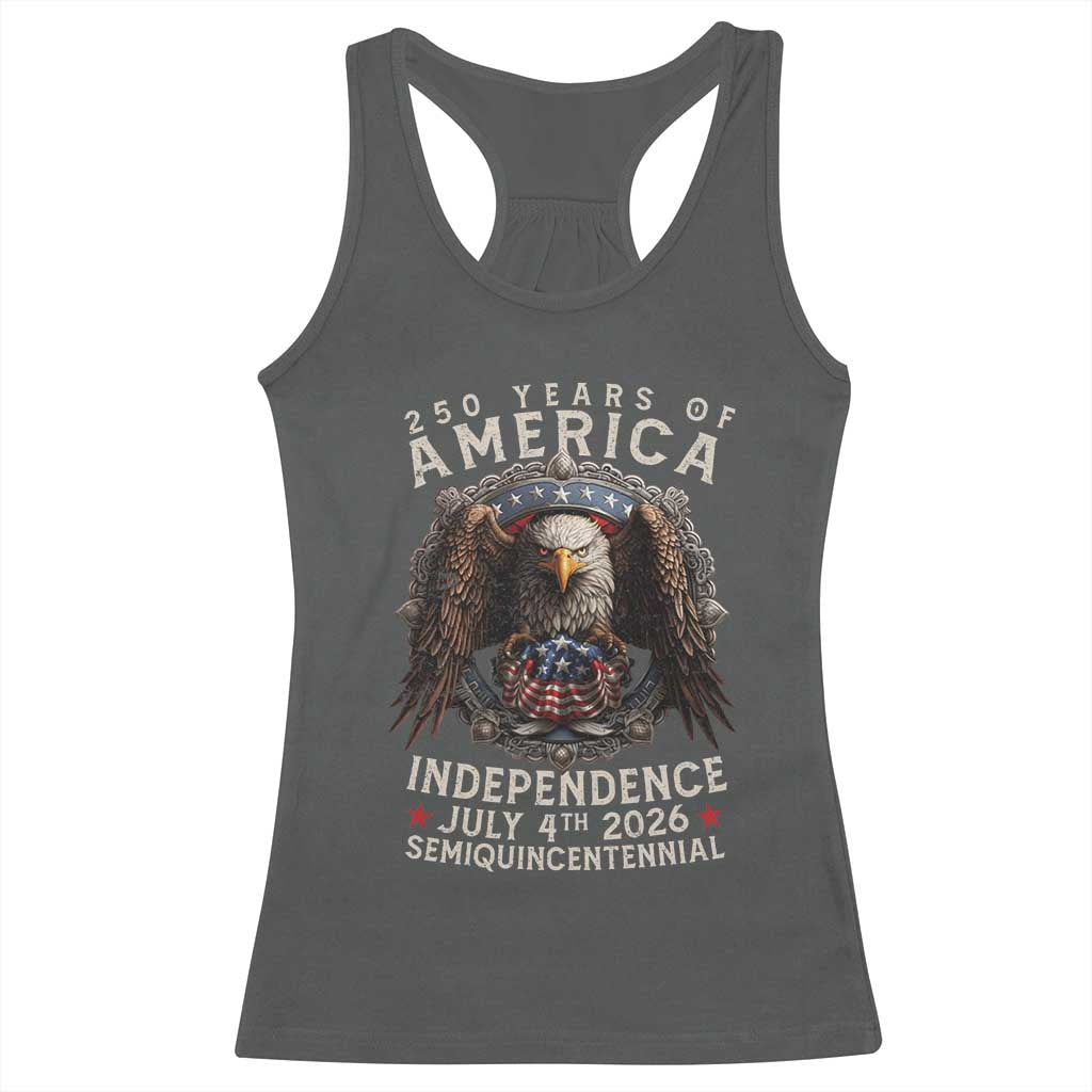 250 years Of America Independence Racerback Tank Top 250th American Anniversary Bald Eagle TS11 Dark Heather Print Your Wear