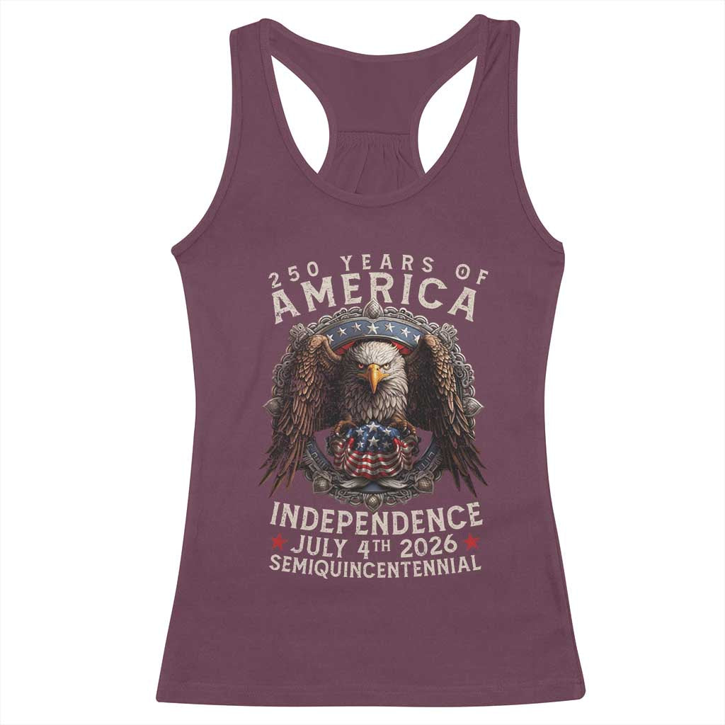 250 years Of America Independence Racerback Tank Top 250th American Anniversary Bald Eagle TS11 Maroon Print Your Wear