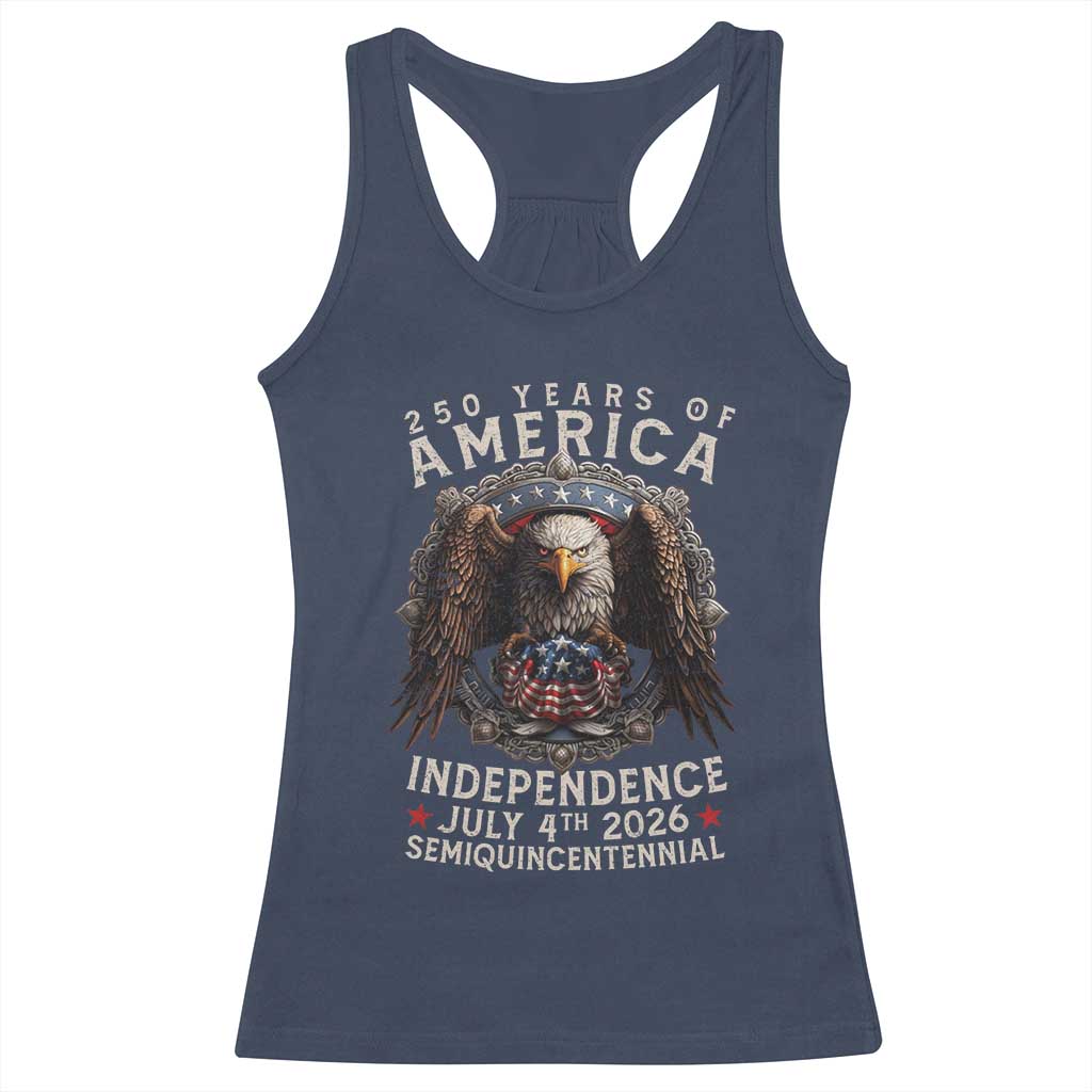 250 years Of America Independence Racerback Tank Top 250th American Anniversary Bald Eagle TS11 Navy Print Your Wear