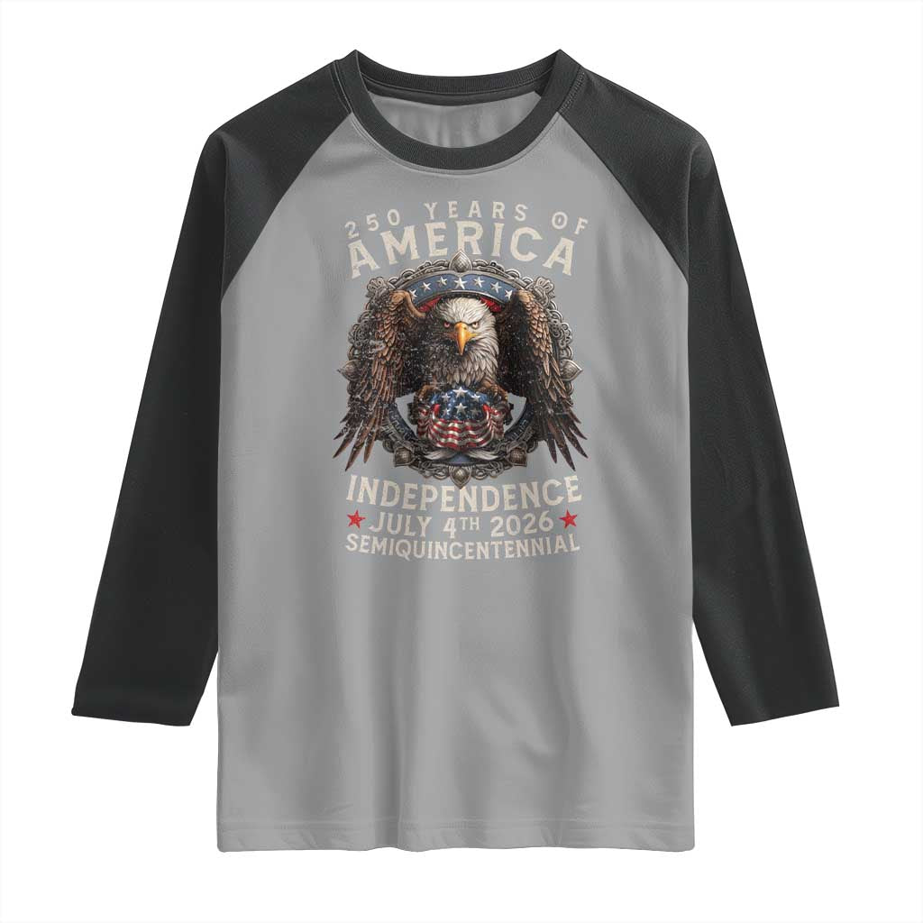 250 years Of America Independence Raglan Shirt 250th American Anniversary Bald Eagle TS11 Sport Gray Black Print Your Wear
